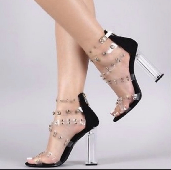 Strappy Rhinestone Block Heel - Picture 8 of 8